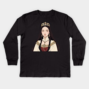 Regal Queen of the Medieval Era Kids Long Sleeve T-Shirt